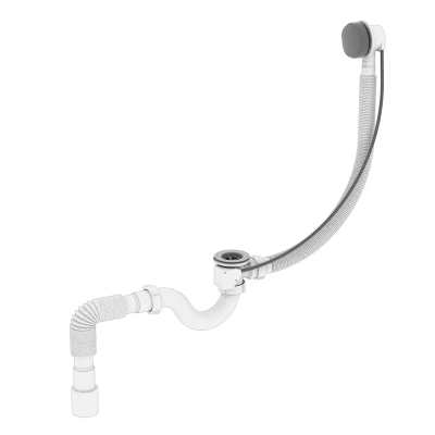 Сифон для ванної кімнати Zerix SV-01-B прямоточний з переливом "напівавтомат" (трос 580 мм) (ZX4959