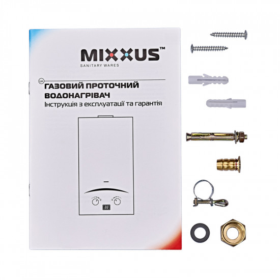Газова колонка MIXXUS GWH-0510 BASIC GLASS димохідна 10 л/хв (панель зі скла з малюнком) (WH0026)