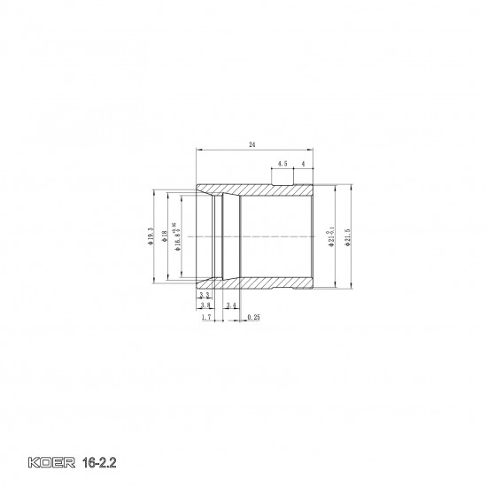 Гильза монтажная насадная Koer KA.S16 - 16-2.2mm (KR4899)