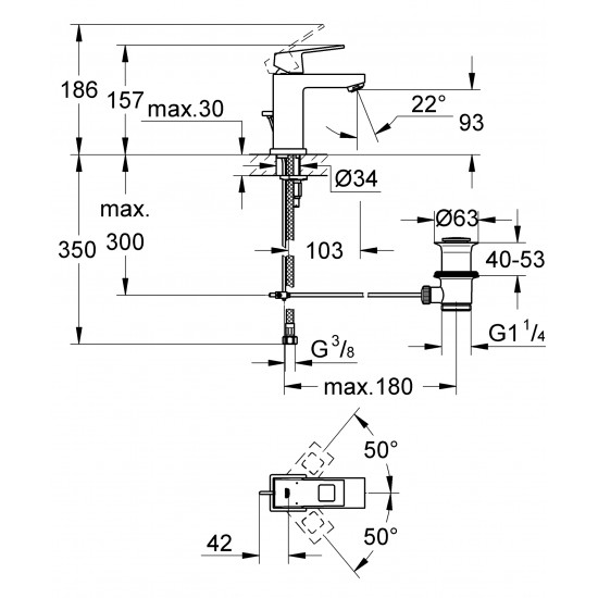 Змішувач для раковини S-розміру Grohe Eurocube (2312700E)