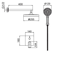 Встроенная душевая система Haiba Bolero 003 (INNER) с смесителем и тропическим душем (HB9640)