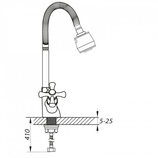 Змішувач для кухні Zerix TLH 722 з рефлективним виливом (ZX2951)