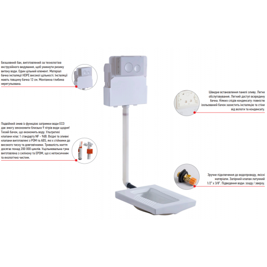 Інсталяційний бачок для чаші Генуя Koer KT-0406 420x120x1200mm без панелі змиву (KR5315)