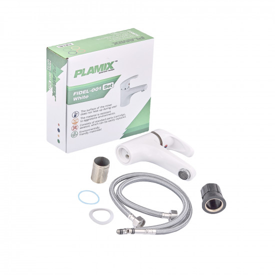 Смеситель для умывальника Plamix Fidel-001 SET White (с подведением) (PM0659)