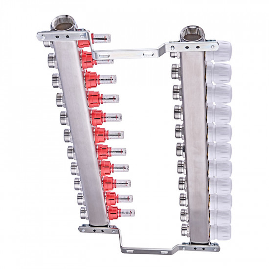 Колекторний блок з витратомірами Nolf NF.2100-11S 1"x11 (корпус нержавіюча сталь) (NF3025)