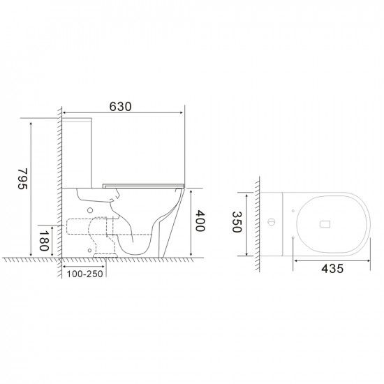 Унітаз-компакт Mixxus BEVEL-0407-T1 630х350х795mm, система змиву TORNADO 1.0 (MI6690)