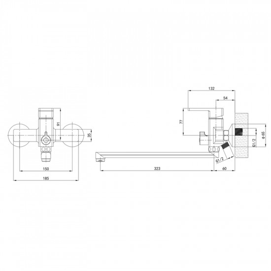 Змішувач для ванни Mixxus Premium LOREN 006 EURO (MI6799)