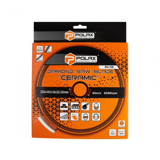 Диск отрезной алмазный Ceramic Polax 230x1.8x22.23 мм (54-116)