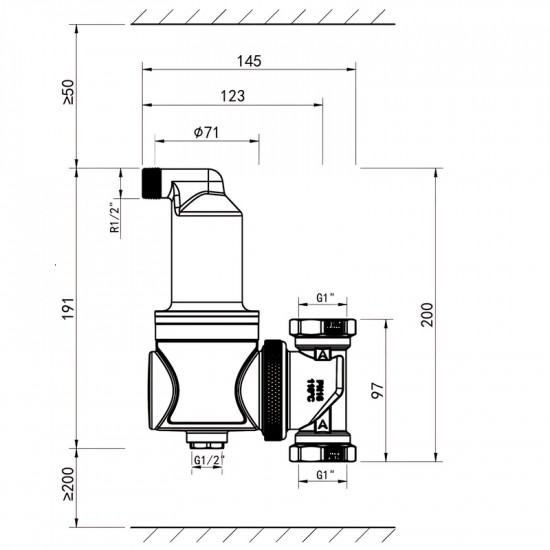 Сепаратор повітря Koer KR.1276-25 - 1" універсальний (латунний) (KR5854)