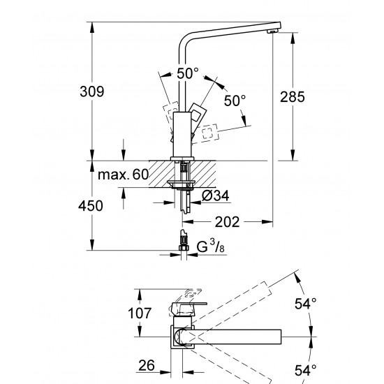 Змішувач для кухні Grohe Eurocube (31255000)