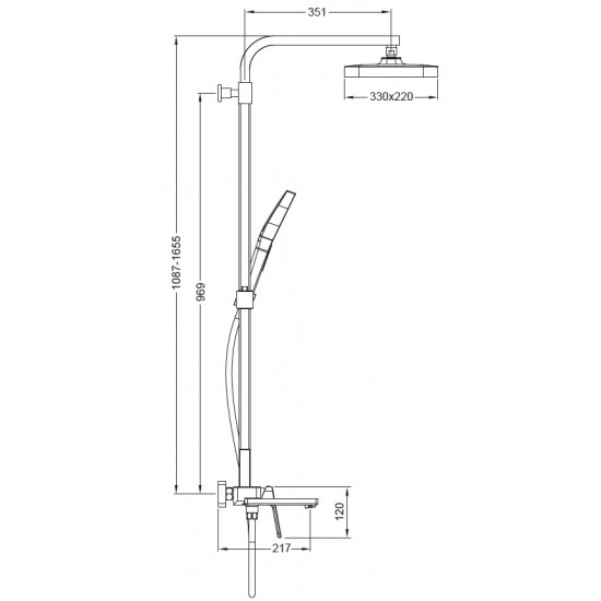 Душова колона зі змішувачем Koer KB-56031-01, 3 функції (KR5438)