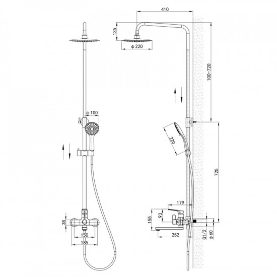 Душова колона зі змішувачем Mixxus Premium MONE 009-J Black (MI6778)
