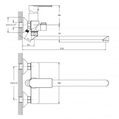 Змішувач для ванни Haiba ALEX 006 EURO (HB0888) Змішувач для ванни Haiba ALEX 006 EURO (HB0888)