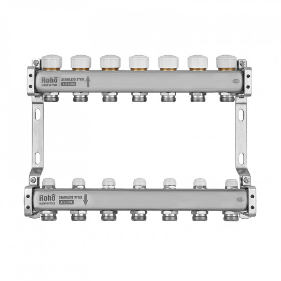 Колектор з термостатичними та запірними клапанами Roho R805-07M - 1"х 7 вих. (RO1038)