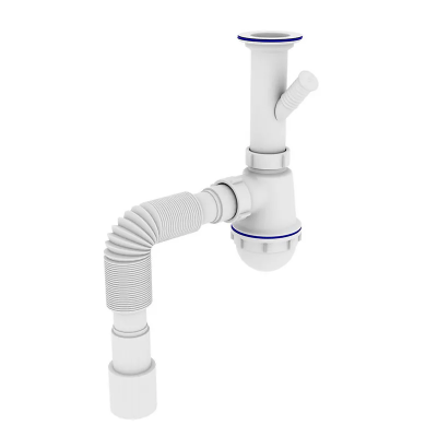 Сифон для кухні Zerix SK-01-B 1 1/2"x40 з литим випуском та відведенням для пральної машини (ZX4951