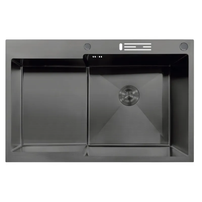 Мийка MIXXUS MH7849R-HK NANO-BLACK (3.0/0.9) з нержавіючої сталі "глибоке крило", з підставкою під