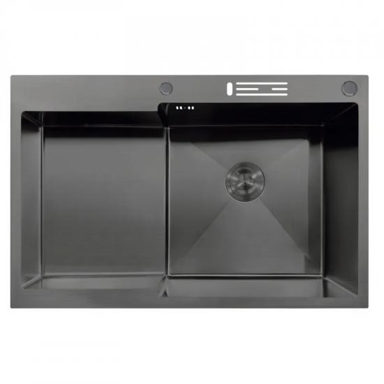 Мийка MIXXUS MH7849R-HK NANO-BLACK (3.0/0.9) з нержавіючої сталі "глибоке крило", з підставкою під