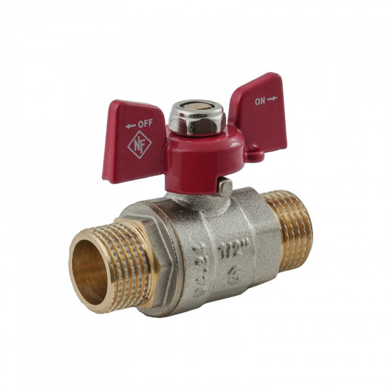Кран кульовий Nolf classic NFC.731-06-1/2" MM ШШМ, ручка "метелик" червона (NF3136)