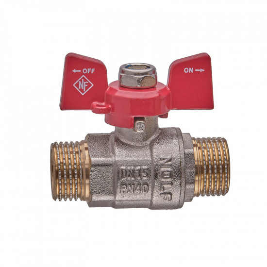 Кран кульовий Nolf classic NFC.731-06-1/2" MM ШШМ, ручка "метелик" червона (NF3136)