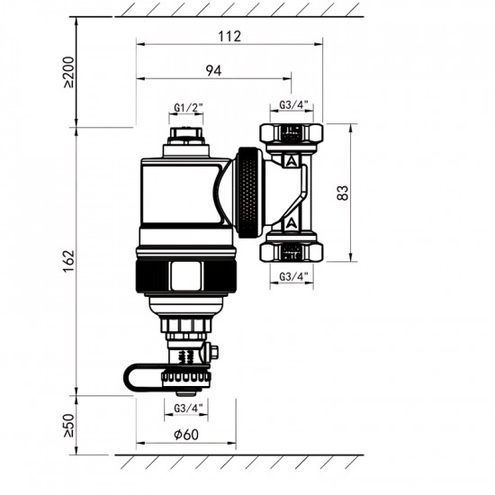 Сепаратор шламу Koer KR.1275-20 - 3/4" універсальний магнітний (латунний) (KR5851)