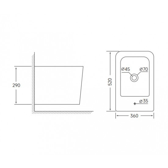 Біде підвісне Mixxus QUADRO-0502 520x360x290mm (MI6713)