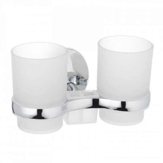 Держатель для щеток с 2 стаканами настенный Zerix LR3308 (LL1439)