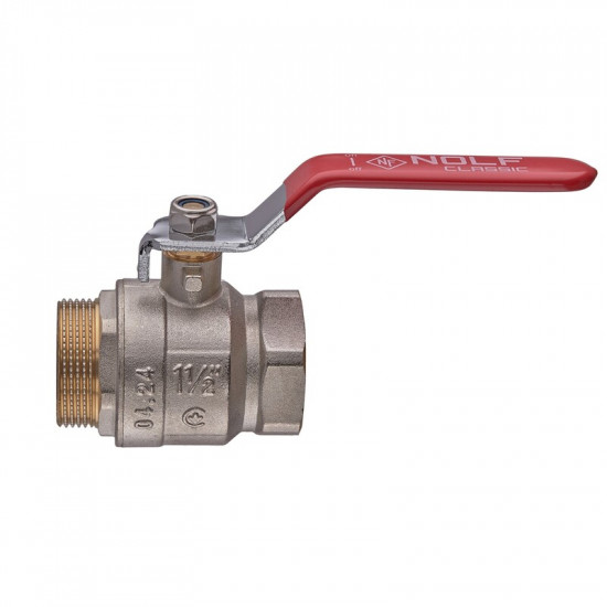 Кран кульовий Nolf classic NFC.621-40-1 1/2" FM ГШВ, ручка "важіль" червона (NF3142)