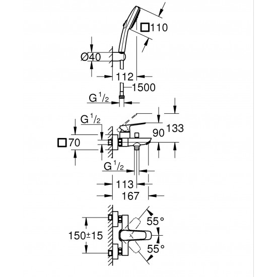 Одноважільний змішувач для ванни Grohe Cubeo (1018140000)
