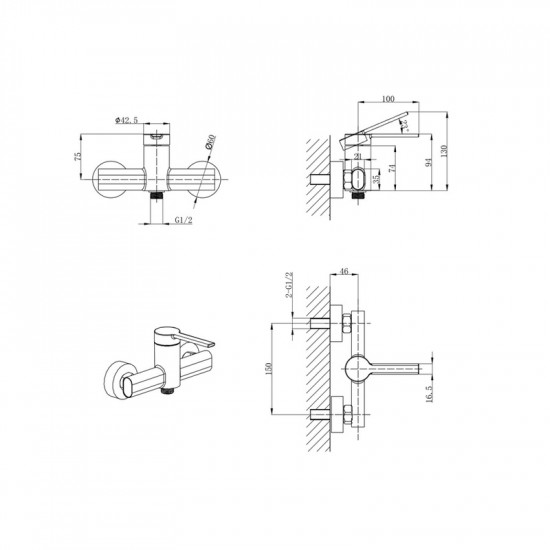 Змішувач для гігієнічного душу Mixxus Lord 024 Graphite з лійкою (Колір графіт) (MI7136)