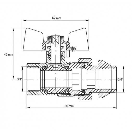 Кран з американкою 3/4" "антіпротечка"(Koer KR.227.W-Gi) білий (KR0192)