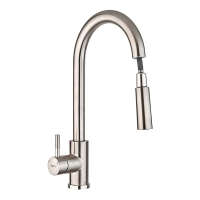 Смеситель для кухни с выдвижным душем Zerix LUX-014 (нерж. сталь) (ZX4874)