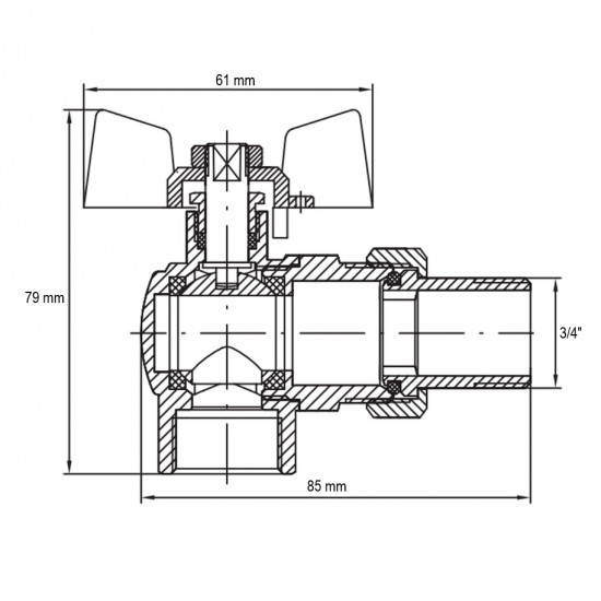 Кран з американкою 3/4" "антіпротечка"(Koer KR.228.W-Gi) кутовий білий (KR0193)