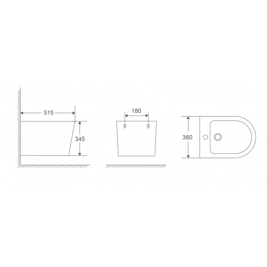 Біде підвісне Mixxus Premium Bevel-0501 515x360x345mm (MP6475)