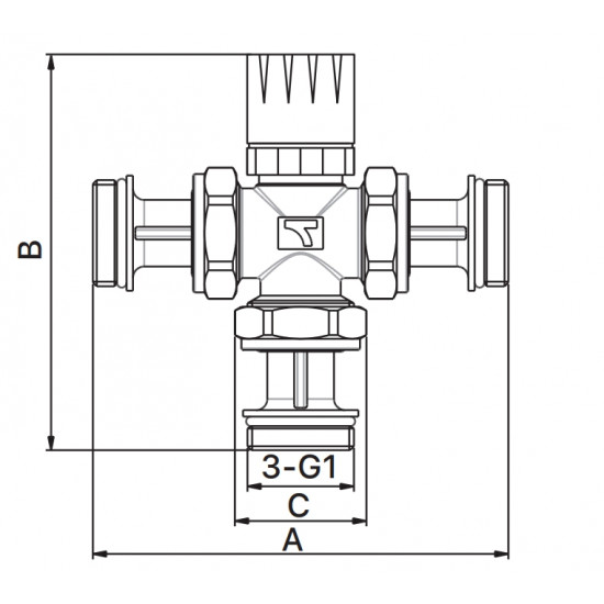 Клапан термостатичний Europroduct EP.0601 - 1'' триходовий роздільний (EP6134)