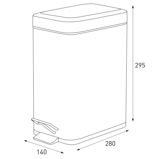 Відро для сміття з плавним закриттям прямокутне Zerix Sansa-TC0105 Black 5 л колір чорний (ZX5894)