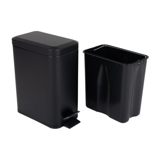 Відро для сміття з плавним закриттям прямокутне Zerix Sansa-TC0105 Black 5 л колір чорний (ZX5894)