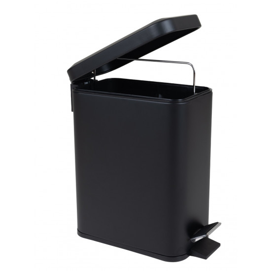 Відро для сміття з плавним закриттям прямокутне Zerix Sansa-TC0105 Black 5 л колір чорний (ZX5894)