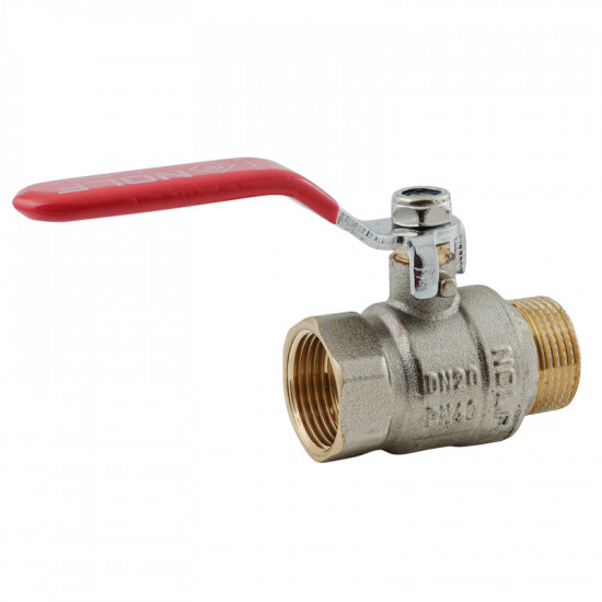 Кран кульовий Nolf classic NFC.621-08-3/4" FM ГШВ, ручка "важіль" червона (NF3139)