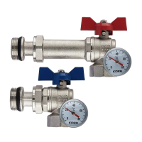 Комплект кранів Koer Set-26 - 1" з роз'ємним з'єднанням та термометром для колекторної групи (KR547