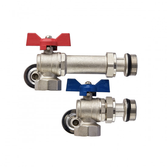 Комплект кранів Koer Set-26 - 1" з роз'ємним з'єднанням та термометром для колекторної групи (KR547