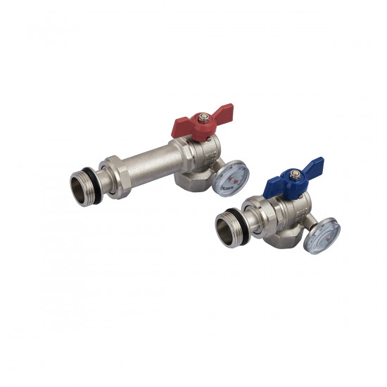 Комплект кранів Koer Set-26 - 1" з роз'ємним з'єднанням та термометром для колекторної групи (KR547