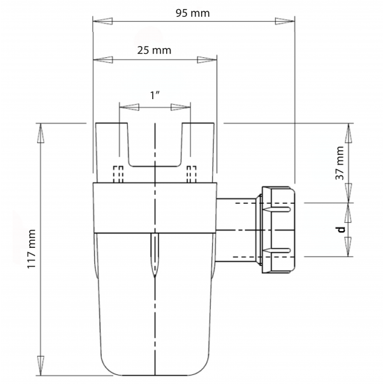 Сифон для групи безпеки Roho R2200-100 - 25x32 (універсальний) (RO0161)