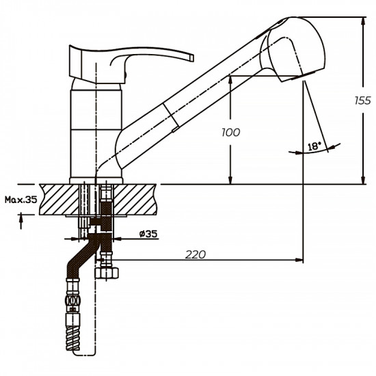 Змішувач для кухні Haiba Focus 014 з висувною лійкою (HB0129) Змішувач для кухні Haiba Focus 014 з висувною лійкою (HB0129)