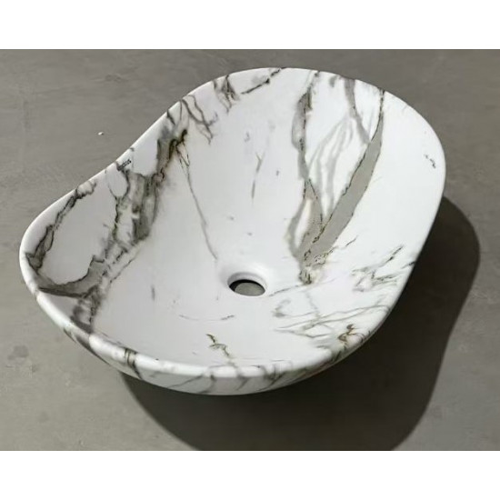 Раковина накладная MIXXUS PREMIUM WAVE-0105 MARBLE 620х360х160mm (MP6559)