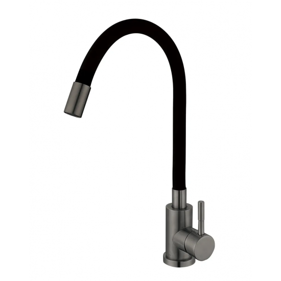Змішувач для кухні Mixxus SEO-011 Graphite Refl.Black із силіконовим виливом (MI6566)