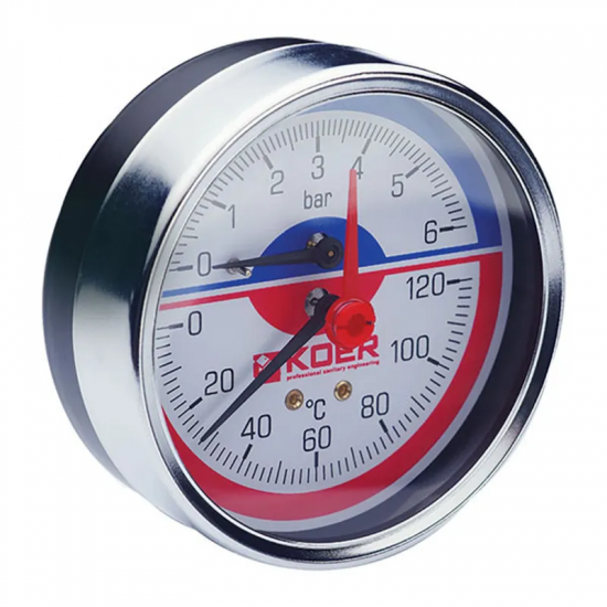 Термо-манометр аксіальний (KOER KM.812A) (0-6 bar), D 80мм, 1/4''-1/2'' (KR0220)