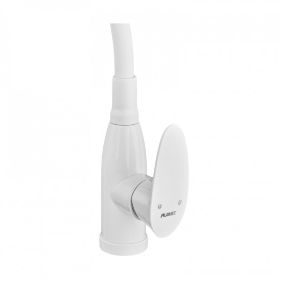 Змішувач для кухні PLAMIX CEZAR-011-B SET WHITE REFL.WHITE з силіконовим виливом, з підведенням (PM