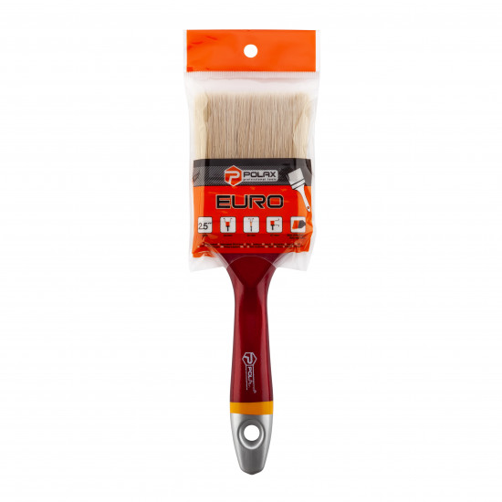 Пензель флейцевий Polax 2,5" тип "Євро" професійний, змішаний ворс, пластикова ручка (14-004)