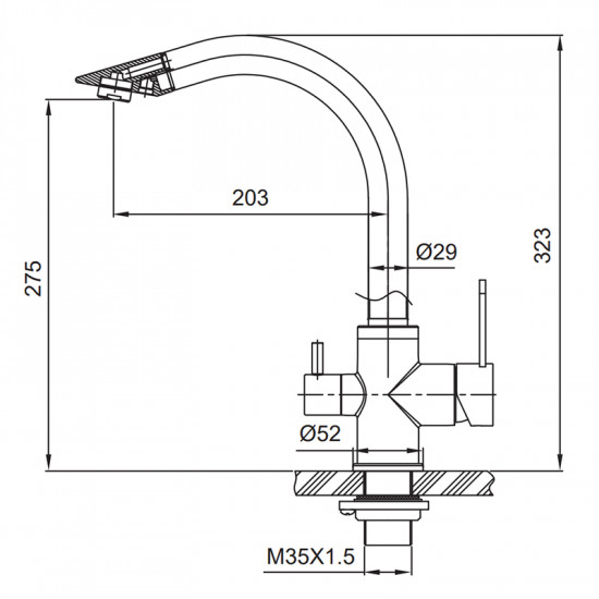 Смеситель для кухни с выходом для питьевой воды Koer KI-72019-02 (из нерж. стали) (KR4796)