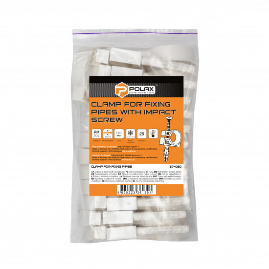 Обойма для труб і кабелю Polax D63 з ударним шурупом 25 шт. (37-080)